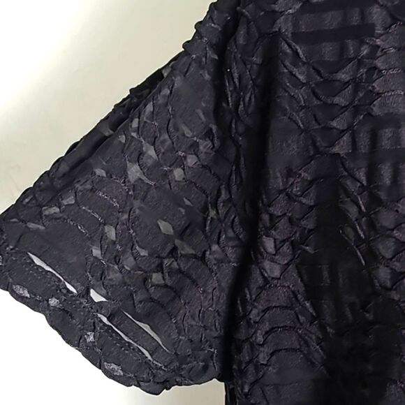 Calvin Klein Black Short Sleeve Top with a Crepe Overlay, Size XL - Picture 4 of 9